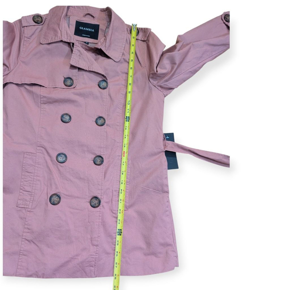 GLAMSIA Pink Cotton Trench Coat Medium NWT - Picture 9 of 10